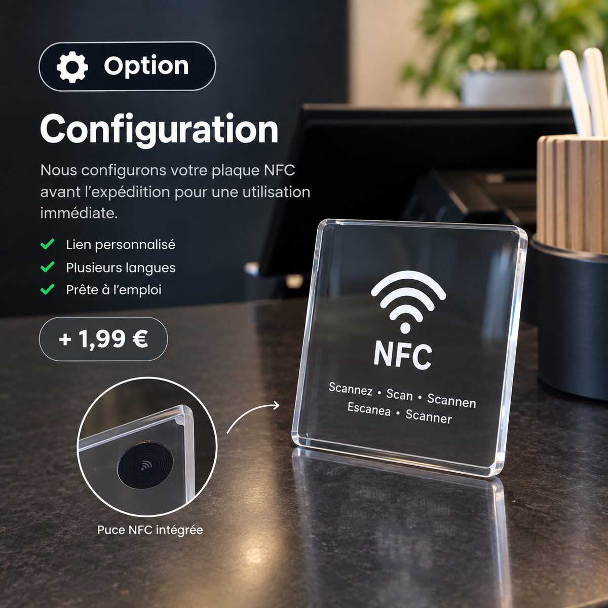 Option configuration avant expédition pour la plaque NFC Aviselo
